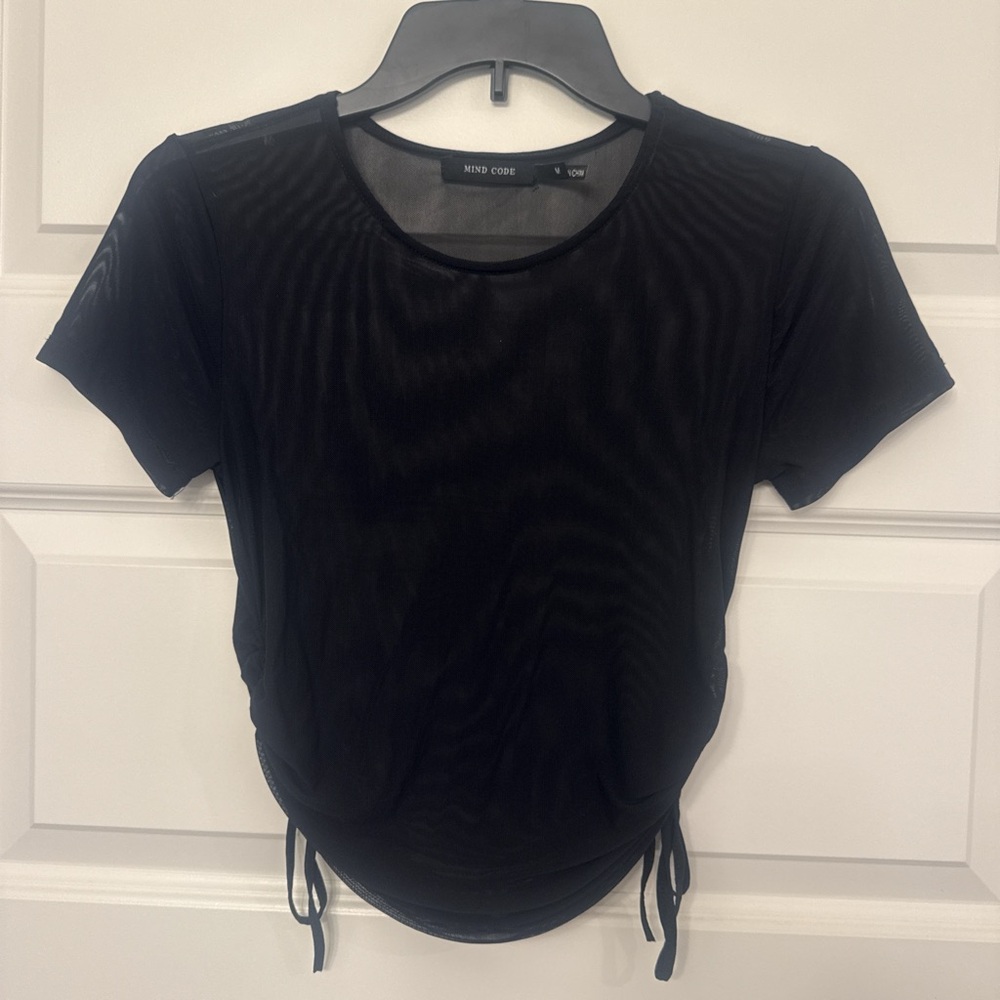 Sheer Black Top with cinched sides